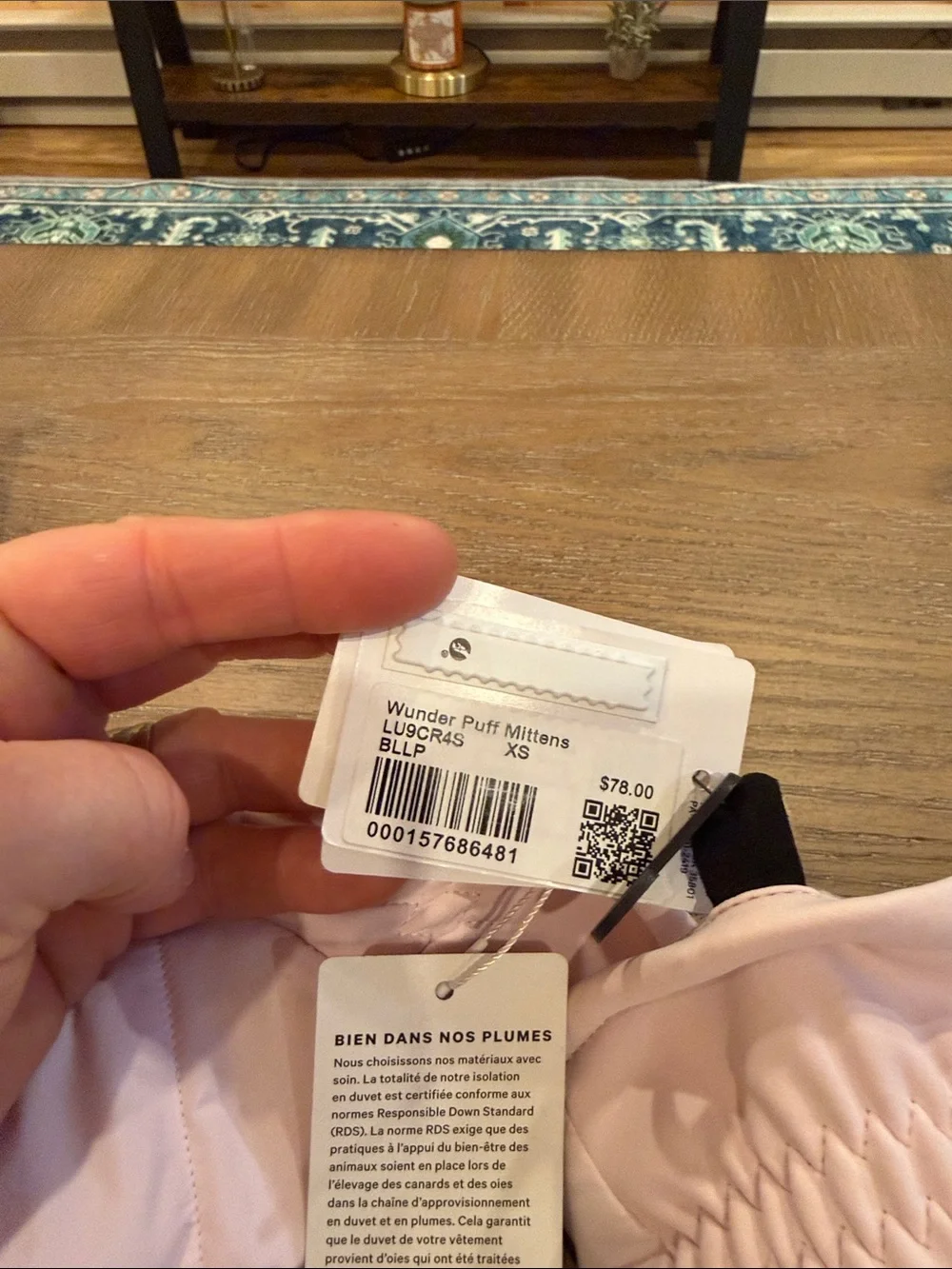 lululemon athletica Kids Light Pink Puffer Mittens